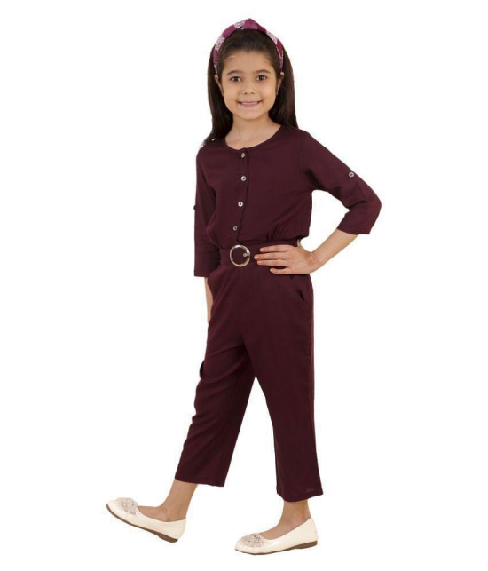 Kids Cave - Rosewood Rayon Girls Jumpsuit ( Pack of 1 ) - None