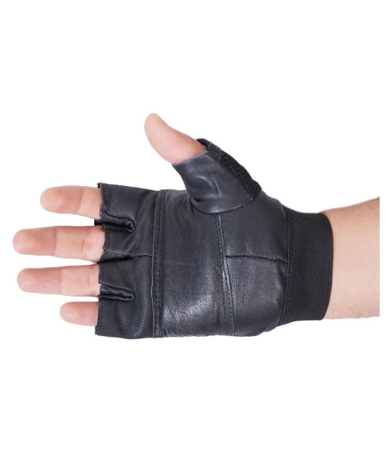 Body Maxx Leather Gym Gloves (Black) - L