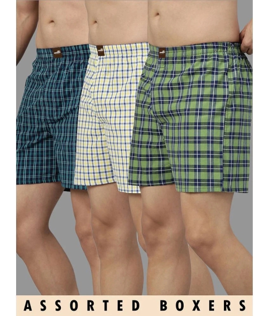 broon Multicolor BOXER SHORTS Cotton Mens Boxer- ( Pack of 3 ) - None