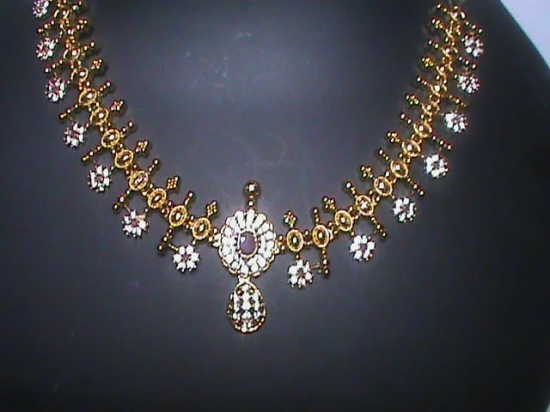 Stunning Gold-Plated Necklace Set with White Stones