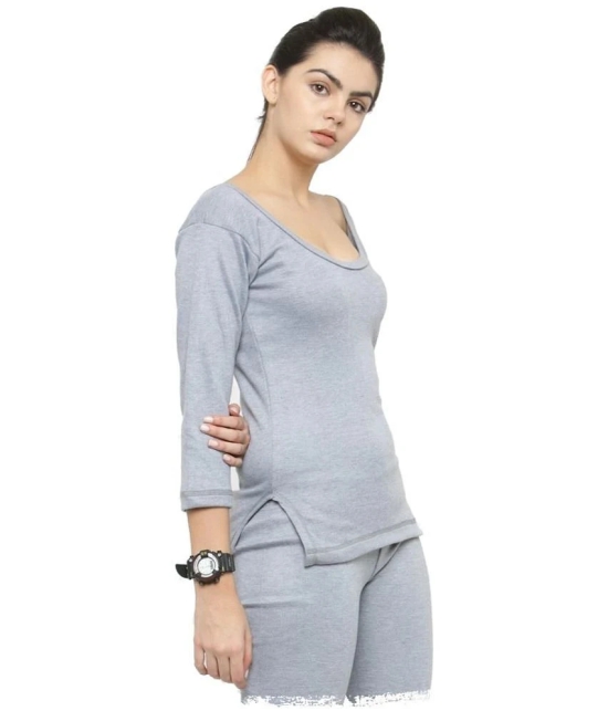 Uzarus Cotton Blend Topwear - Grey - None