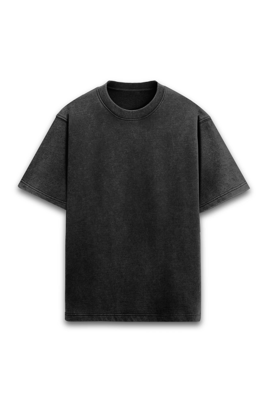 STOICISM Acid Wash Unisex Oversized Premium T-shirt-Black / S