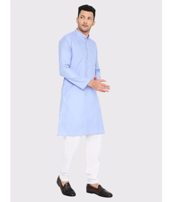 Maharaja - Sky Blue Cotton Blend Mens Regular Kurta ( Pack of 1 ) - None