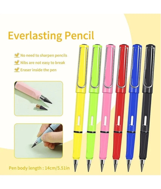 4Pcs Pen Shape Pencil Everlasting Pencil Inkless Pencils Eternal Portable Reusable Erasable Infinite Replaceable Graphite Nib Birthday Party Return Gift for Kids