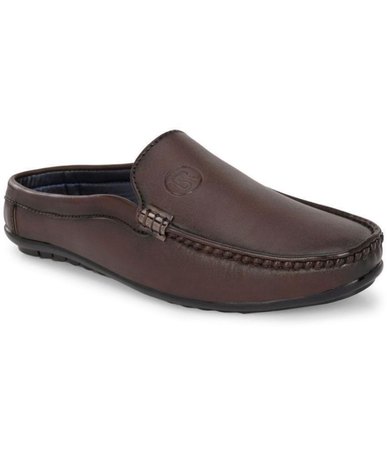 ShoeRise Open Half Loafers - Brown Men's Mules Shoes - None