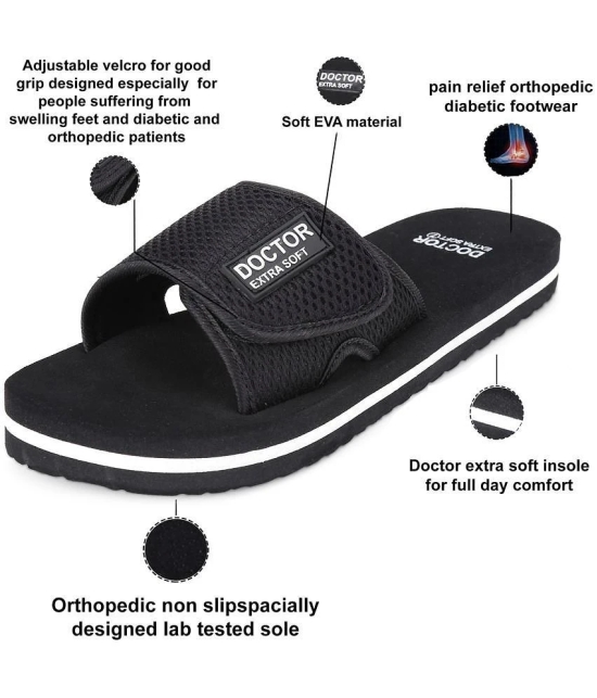 DOCTOR EXTRA SOFT - Black Mens Slide Flip Flop - None