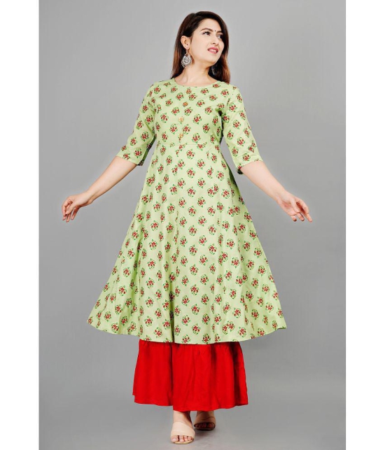 Smien - Green Anarkali Rayon Women''s Stitched Salwar Suit ( Pack of 1 ) - None