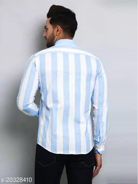 Men Regular Fit Striped Spread Collar Casual Shirt