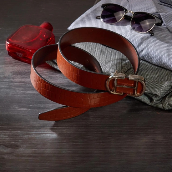 Men''s Genuine Leather Casual Belt - Tan-42