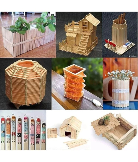 ECLET 500 Pcs ice Cream Stick Wooden Stick Craft Material ice Cream Stick Use of Project Work Stick School Purpose for Decorations (Ice Cream Stick)