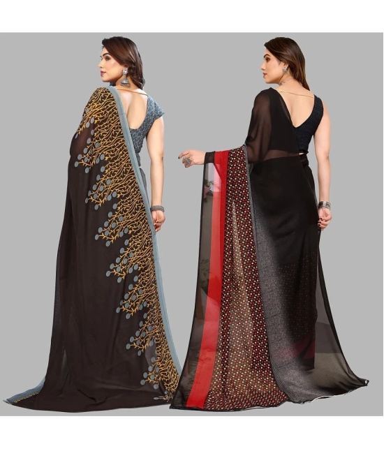 ANAND SAREES Georgette Printed Saree With Blouse Piece - Multicolour ( Pack of 2 ) - Multicolour