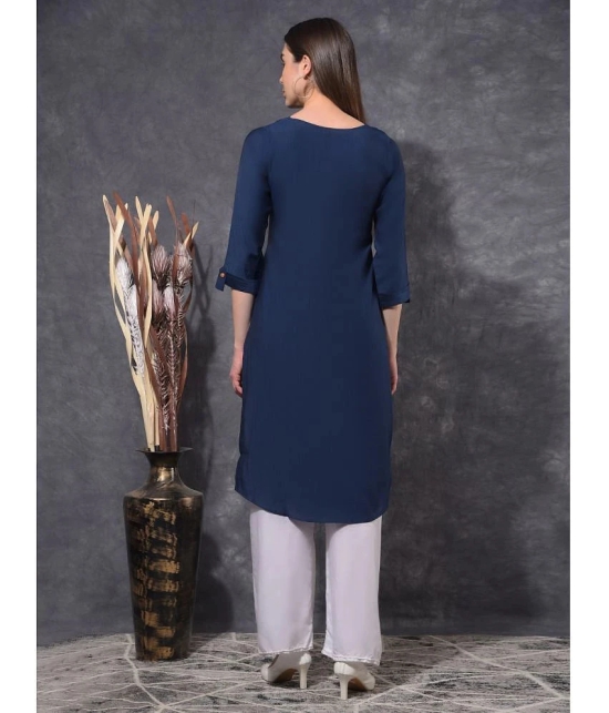 Mamoose Rayon Self Design Straight Womens Kurti - Blue ( Pack of 1 ) - None