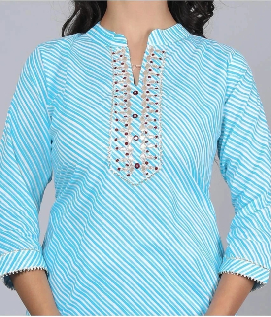 HIGHLIGHT FASHION EXPORT - Light Blue Cotton Blend Womens Straight Kurti ( Pack of 1 ) - None