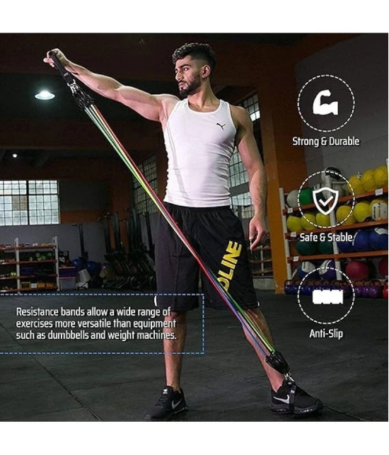 Resistance Band Set with Handles, Portable Toning Tubes with Door Anchor Bag and Ankle Straps Included Set - 11 , Pack of 1 - Multi Color