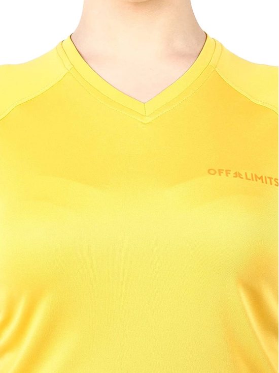 WOMEN V NECK TEE-M / Yellow