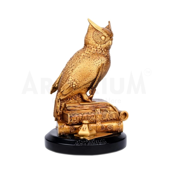 Artarium Horned Owl of Wisdom Decorative Statue Showpiece for Money Wisdom, Handmade Sculpture, Feng Shui Bird, Figurine for Living Room Office Desk (1 Piece)