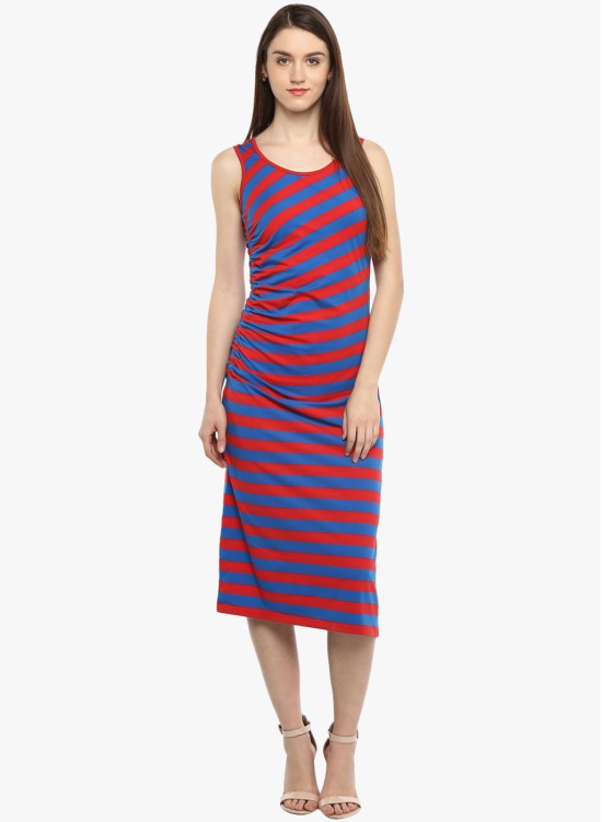 PORSORTE Women's Red and Blue Striped Dress-XL / RED/BLUE