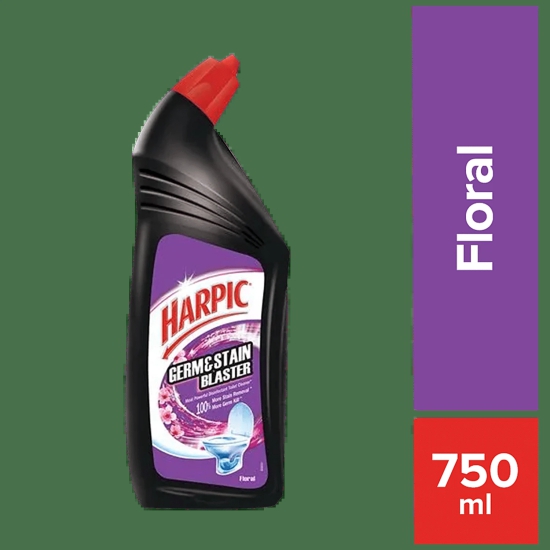 Harpic Germ & Stain Blaster Disinfectant Toilet Cleaner Liquid, Floral, 750 Ml