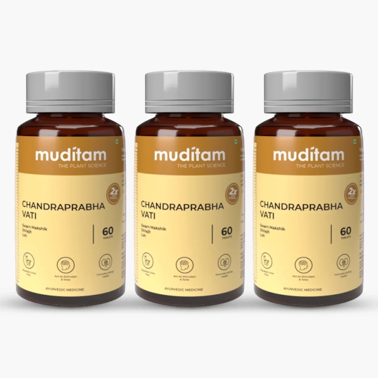 Muditam Chandraprabha Vati | Health supplement to manage Blood Sugar | Pack of 3 Bottles | 180 Tablets