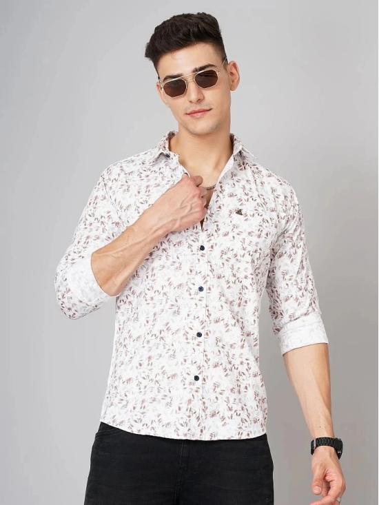 Paul Street 100% Cotton Slim Fit Printed Full Sleeves Mens Casual Shirt - Brown ( Pack of 1 ) - None