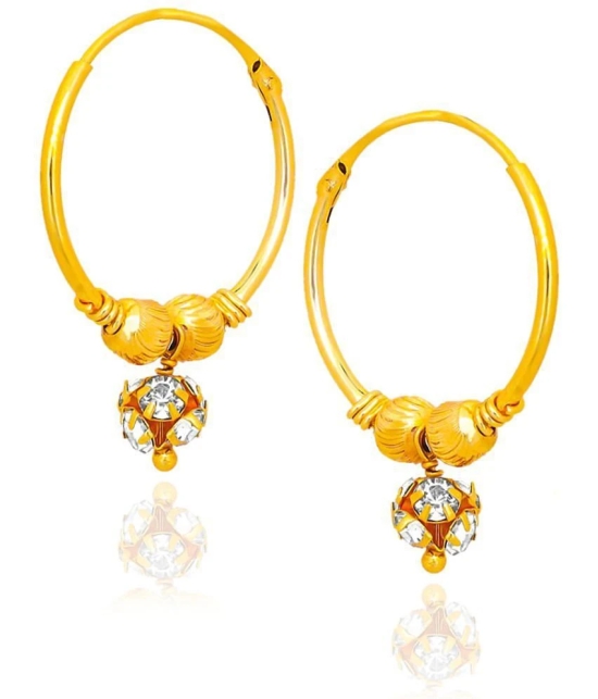 LUV FASHION Golden Hoops Earrings ( Pack of 1 ) - Golden