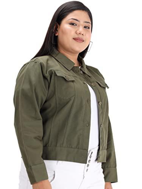 FUNDAY FASHION Women Cotton Blend Plue Size Full Sleeve Solid Standard Length Casual Jacket