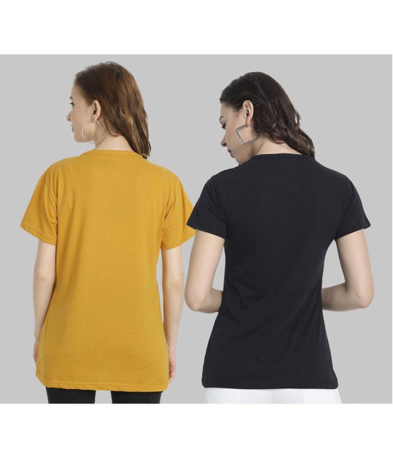 CHOZI - Multi Color Cotton Blend Regular Fit Women's T-Shirt ( Pack of 2 ) - None