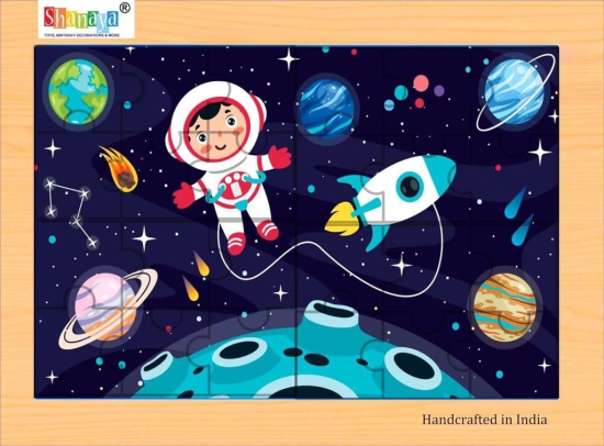 SHANAYA 2-in-1 Wooden Jigsaw Puzzles for Kids - Educational Montessori Toy, Tetris and Geometric Shapes, Interactive Learning Games (Solar System + Space Astronaut)