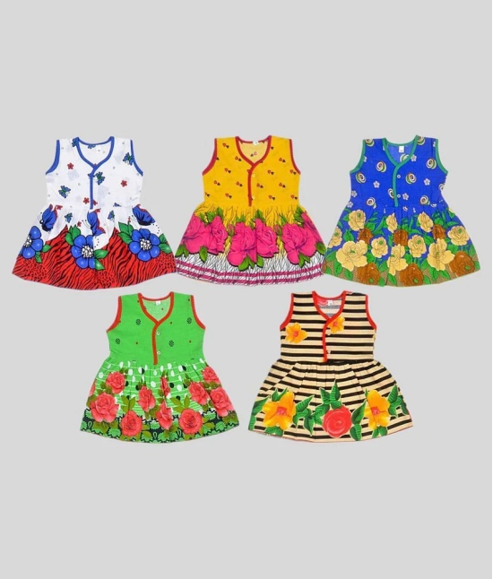 Sathiyas - Multi Cotton Baby Girl Frock ( Pack of 5 ) - None