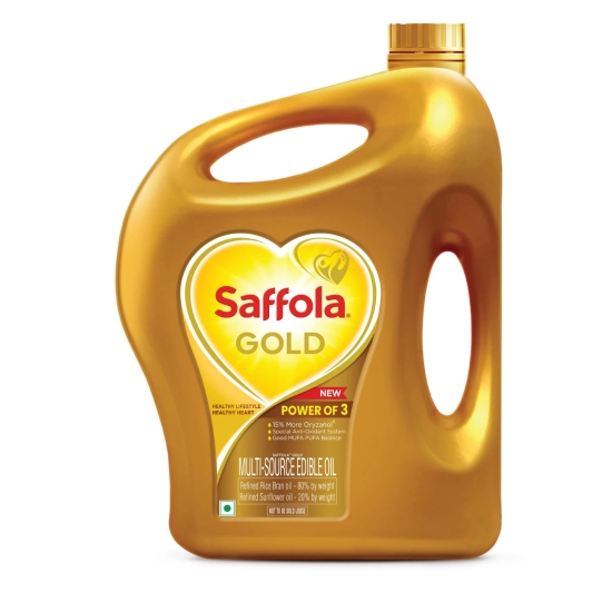 Saffola Gold Blended Edible Vegetable Oil, 5 L Can