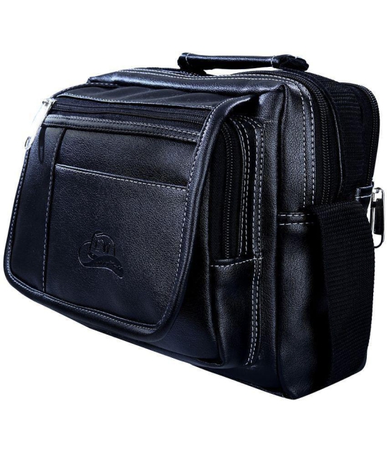 Leather World - Black Solid Messenger Bags - Black