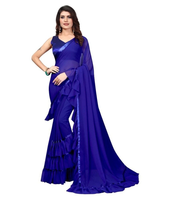 Apnisha Blue Georgette Saree - Single - Blue