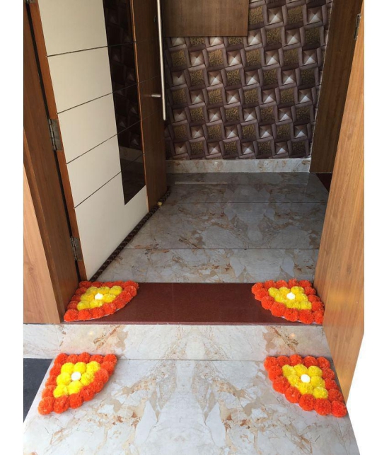 thrifkart Orange Paper Rangoli - Pack of 4