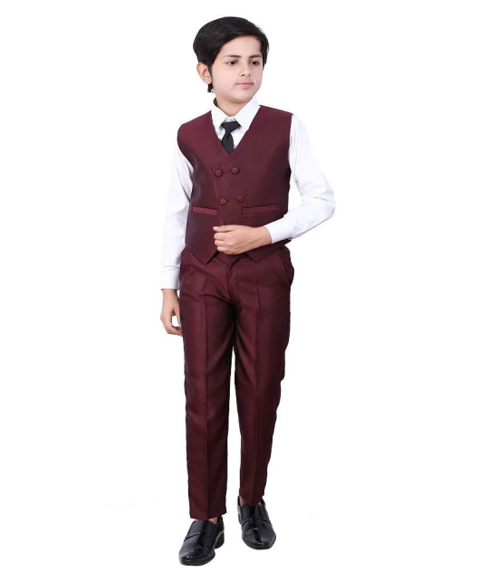 Fourfolds 5 Piece Coat Suit with Shirt Pant Blazer & Tie for Kids & Boys_FS123 - None