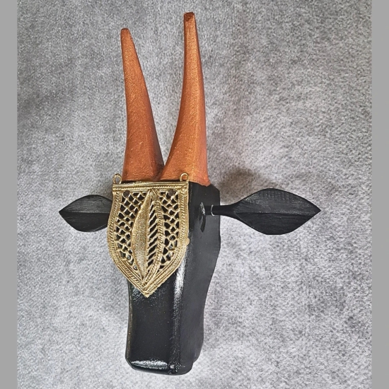 Dhokra Jeweled Cow Head-Peach