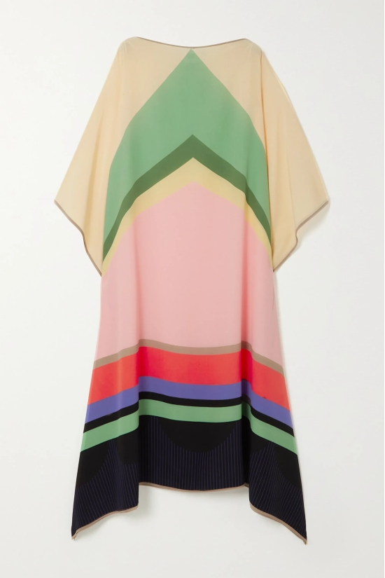 Lotus Silk Crepe Kaftan Dress