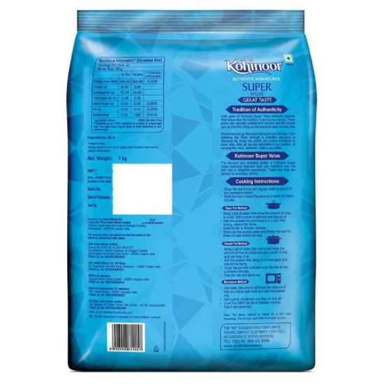 Kohinoor Authentic Super Value Basmati Rice 1 Kg