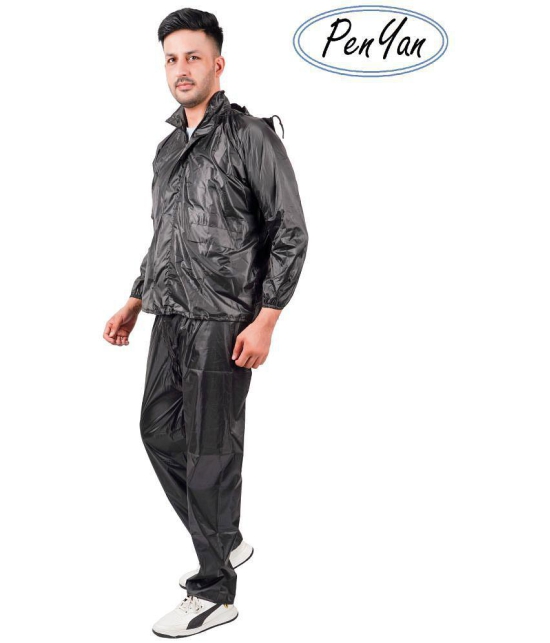 Penyan™ Mens and Womens Waterproof Solid Rain Wear Suit/Rain Coat with Tapping on Joints (Black, Free Size) - Freesize