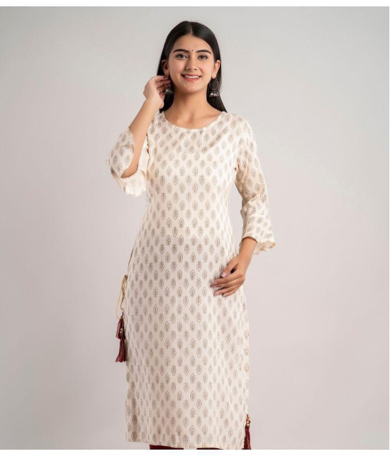 MAUKA - Cream Rayon Womens Straight Kurti ( Pack of 1 ) - None