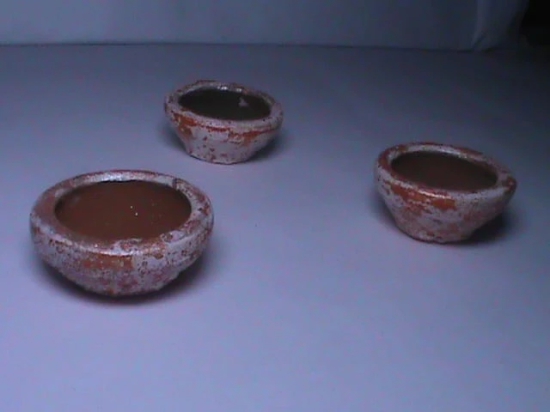 Set of 3 Vintage Miniature Clay Pots