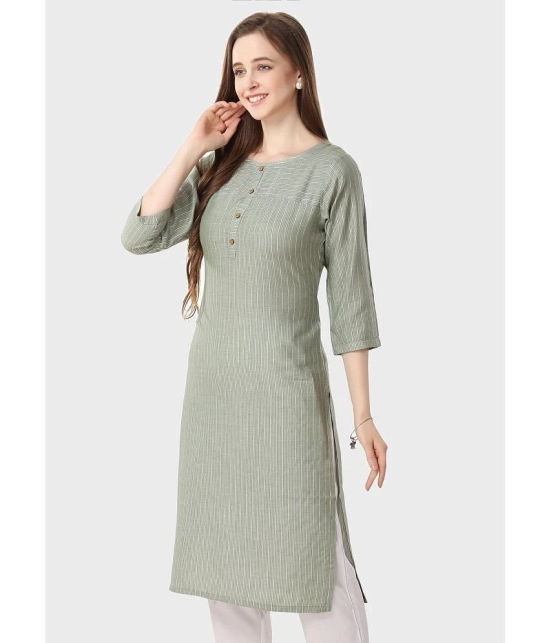 Meher Impex Cotton Striped Straight Womens Kurti - Olive ( Pack of 1 ) - None