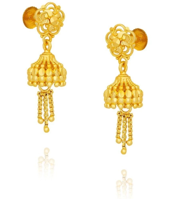 LUV FASHION Golden Jhumki Earrings ( Pack of 1 ) - Golden