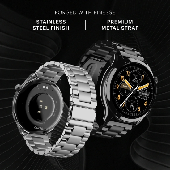 Noise Mettle 1.4'' display, Stainless Steel finish with Metal Strap, Bluetooth Calling Smartwatch Elite Black