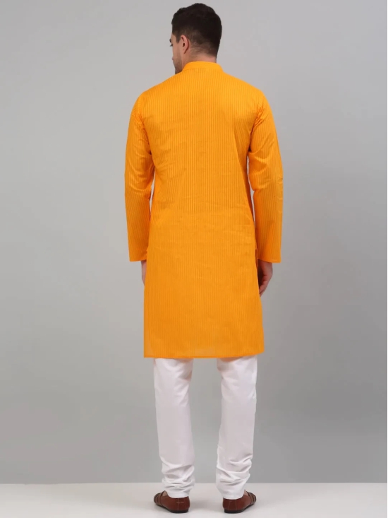 Men's Mustard Cotton Striped Kurta Payjama Sets-S / Mustard