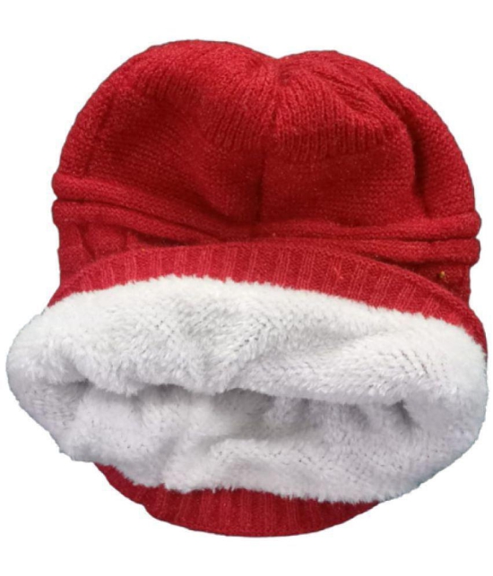 Whyme Fashion - Red Woollen Women's Cap ( Pack of 1 ) - Red