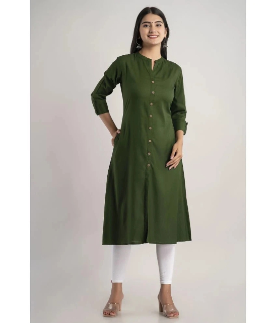 MAUKA - Green Rayon Womens Front Slit Kurti ( Pack of 1 ) - None