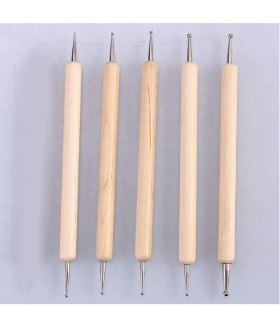 SHB 9 Piece Ball and Wooden Dotting Tool Set Embossing Stylus for Clay Pottery Ceramic Nail Art and Polymer Clay - Multi-Colour