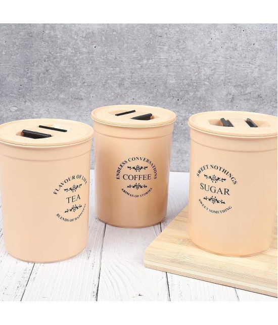 GEEO Plastic Off White Tea/Coffee/Sugar Container ( Set of 3 ) - Off White