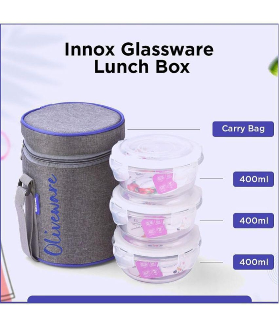 Oliveware Glass Lunch Box 3 - Container ( Pack of 1 )