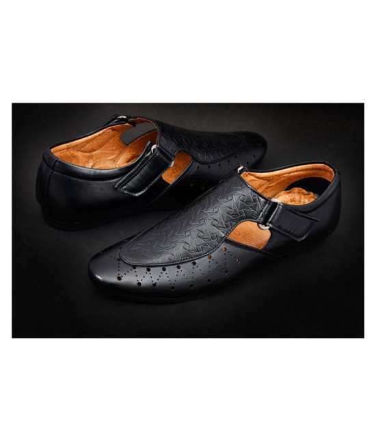 Shoevik Black Synthetic Leather Sandals - None